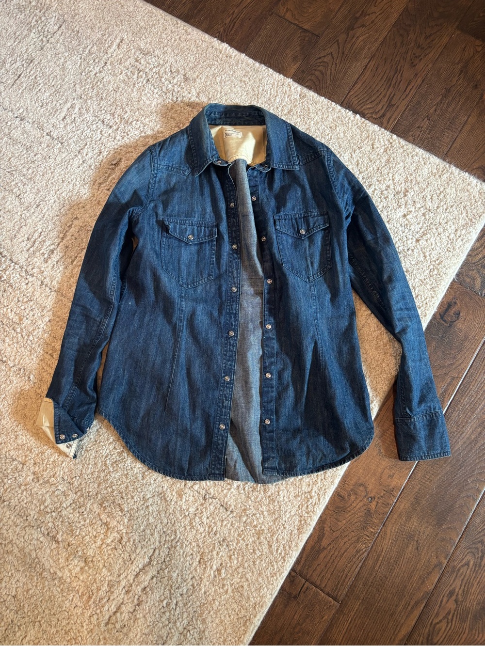 Club Monaco Dark Blue Denim Button-Up Shirt